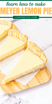 Slices of Meyer lemon pie on a table.