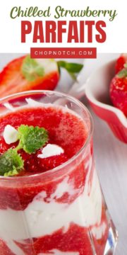 A glass of strawberry parfaits.
