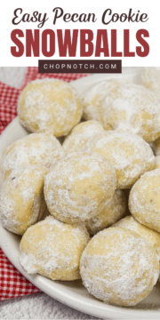 A bowl of powdered snowball cookies.
