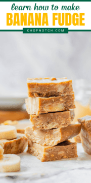 Banana fudge stacked up on a table.