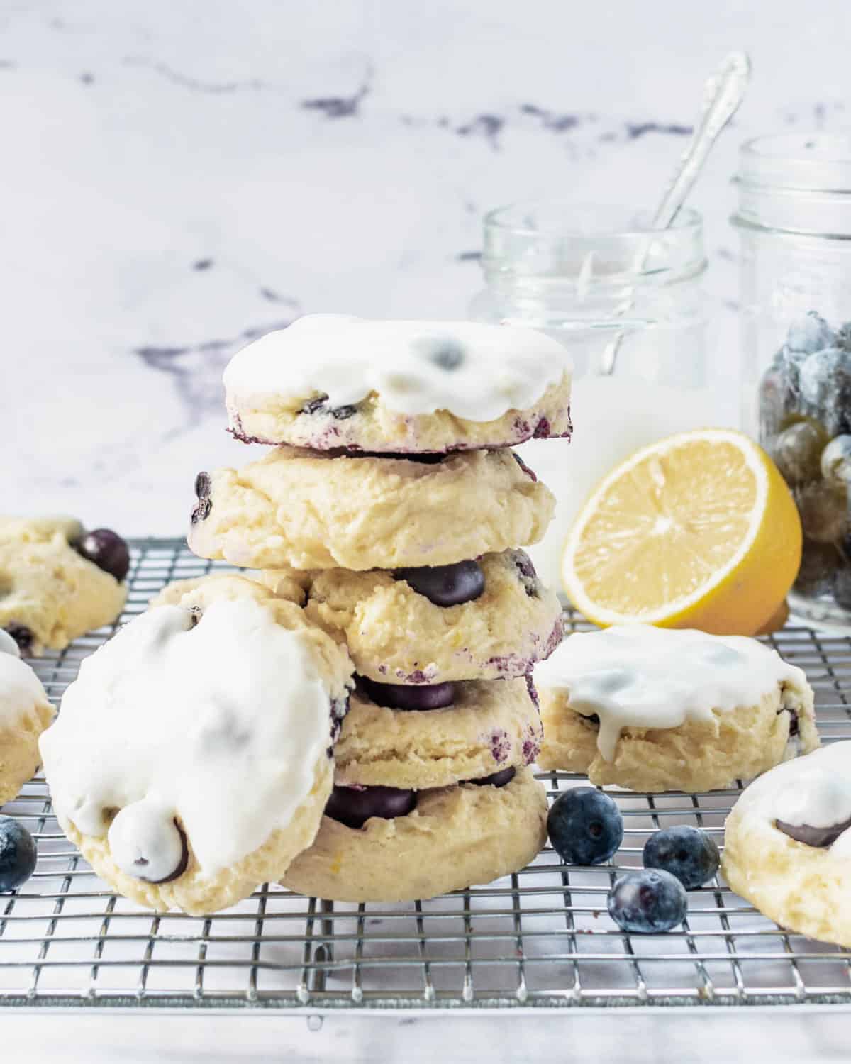 A stack of lemon blueberry cookies.