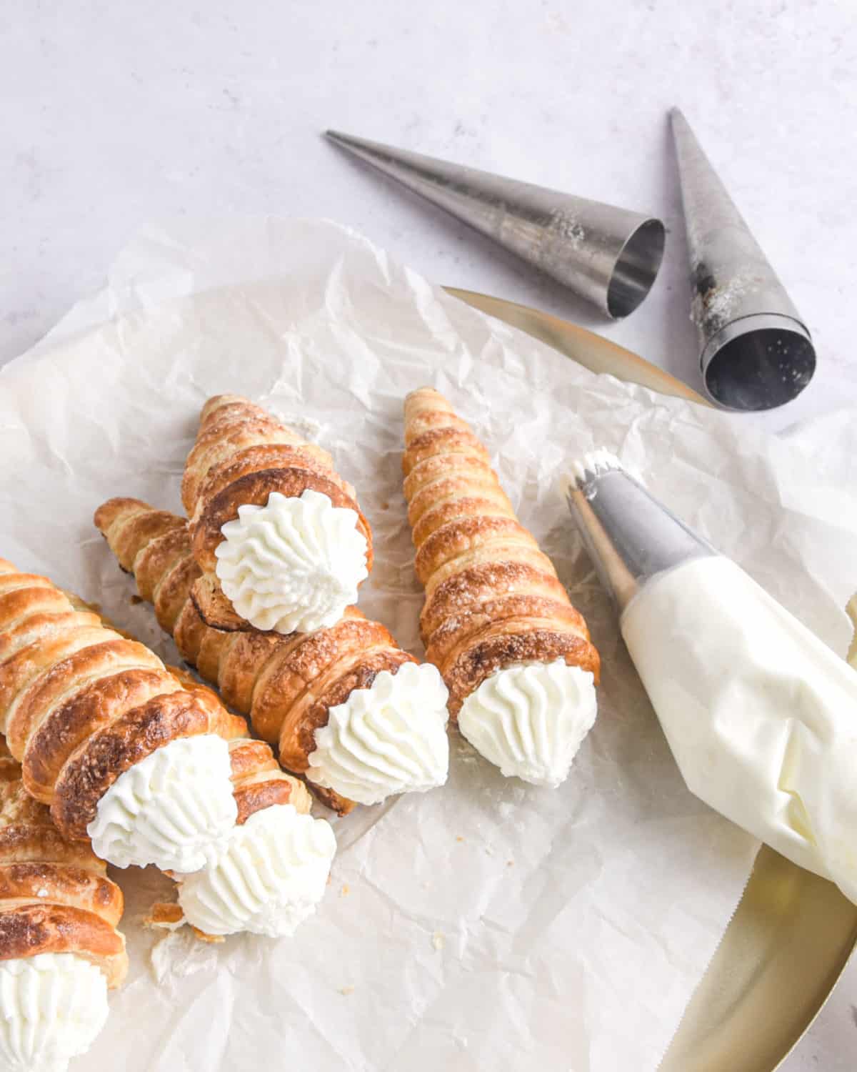 Pastry with sweet cream filling.
