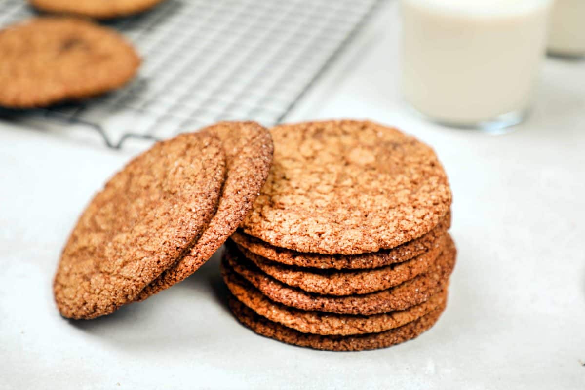 A stack of freshly baked molasses cookies.