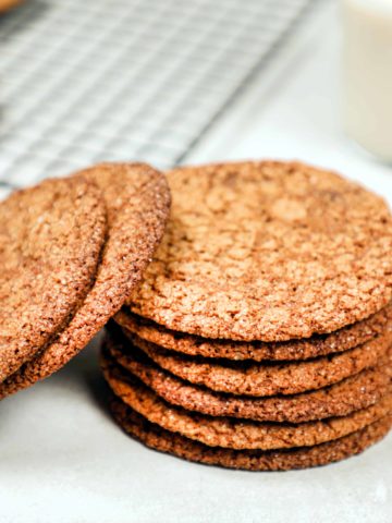 A stack of freshly baked molasses cookies.