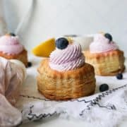 A close up of a puff pastry cup.