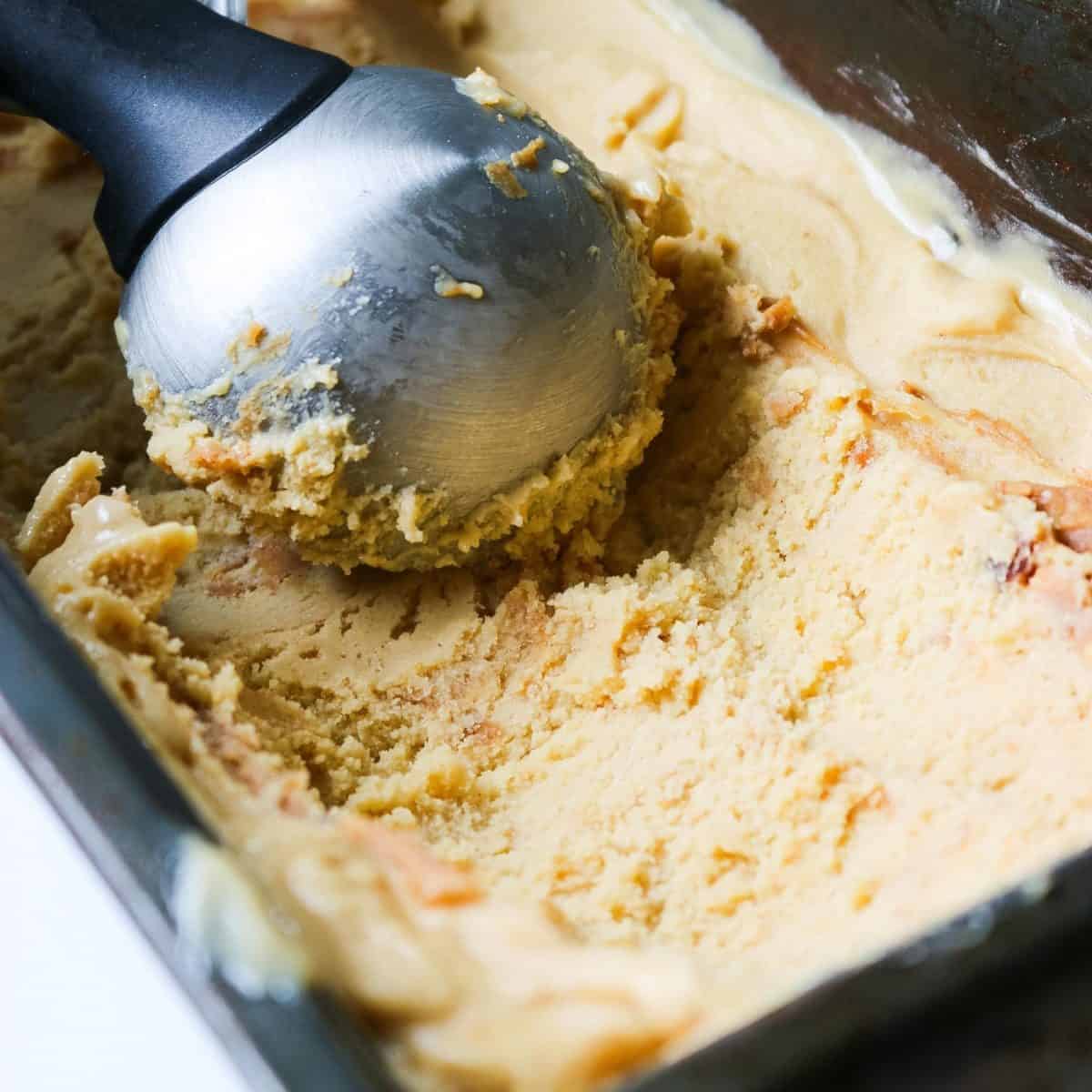 A close up of homemade ice cream.