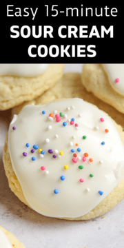 A sour cream cookie ready to be served.