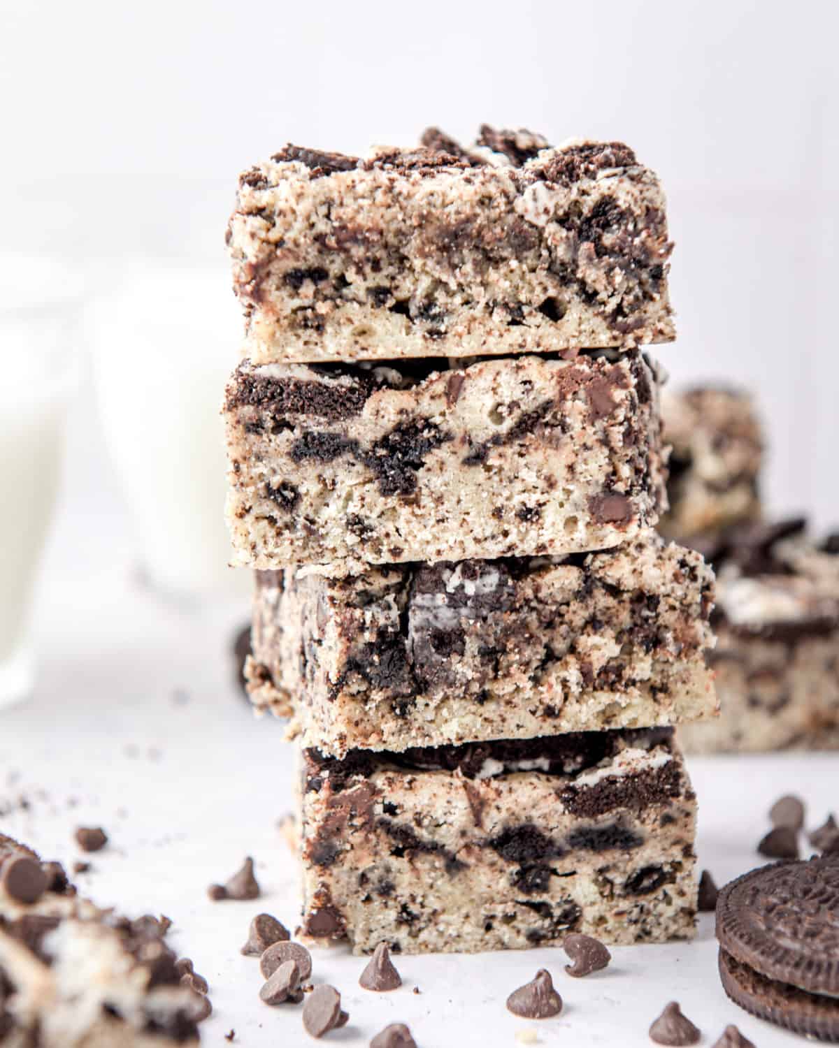 Cookie bars in a stack.