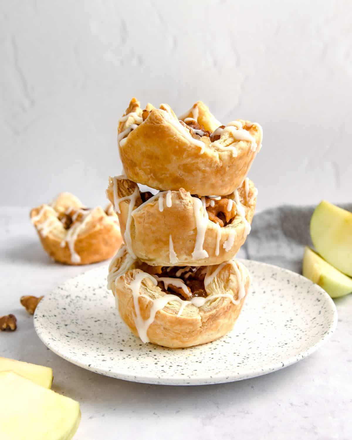 A stack of apple pastries.