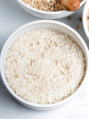 A bowl of jasmine rice.