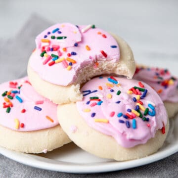 Cookies on a white plate.