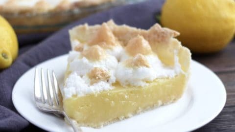 A slice of lemon meringue pie.