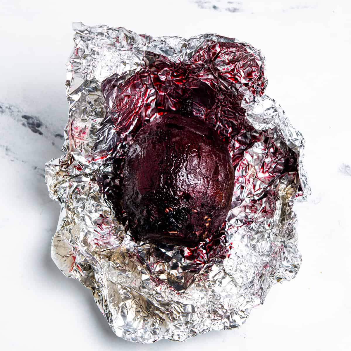 Roasted beets in foil.